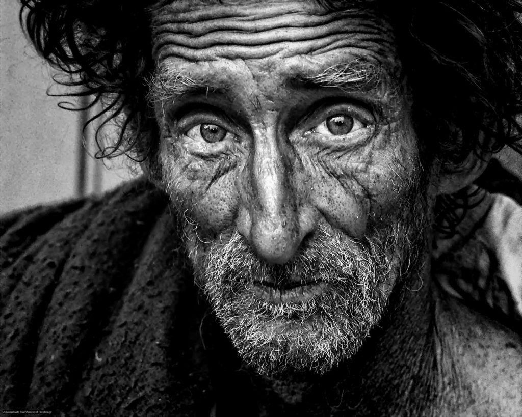 homeless, man, b w